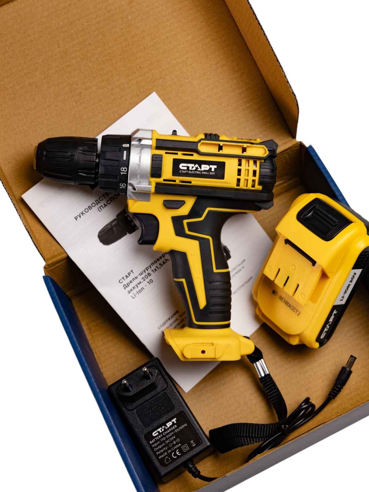 СТАРТ Дрель-шуруповерт аккум.20В 1х1,5Ah. Li-Ion 