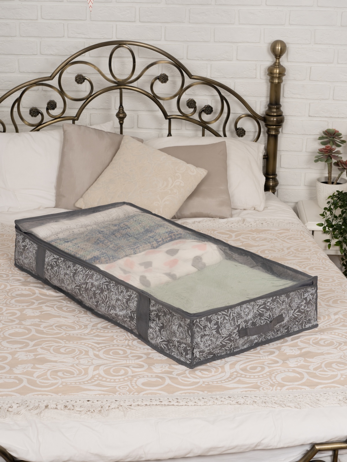 ЕГ Цветок Короб подкроватный 100х50х15 см молния